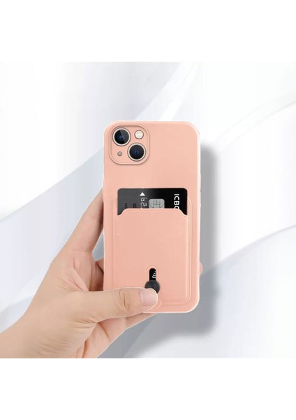 Apple iPhone 14 Uyumlu Kılıf Zebana Kartlıklı Sweet Yumuşak Silikon Kılıf Rose Gold