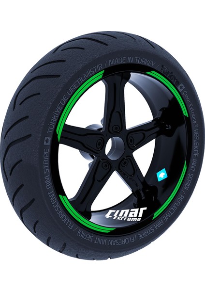 Double Stripe Tasarımlı Orman Yeşili Jant Şeridi Sticker Çınar Extreme