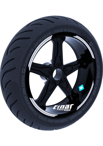 Double Stripe Tasarımlı Reflektif Gri Jant Şeridi Sticker Çınar Extreme