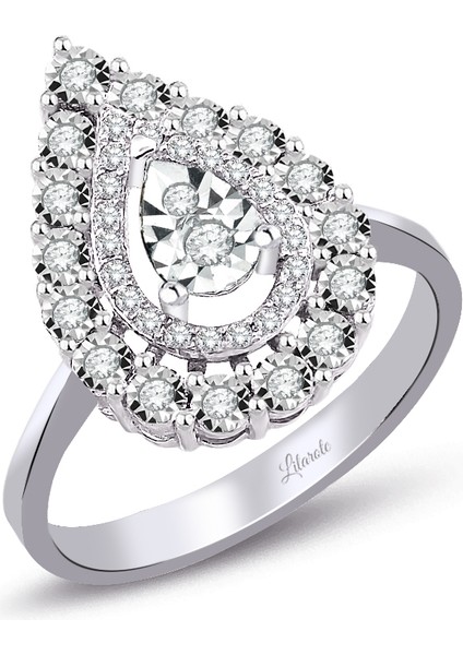 0.37 Ct. Modern Tasarım Damla Pırlanta Yüzük