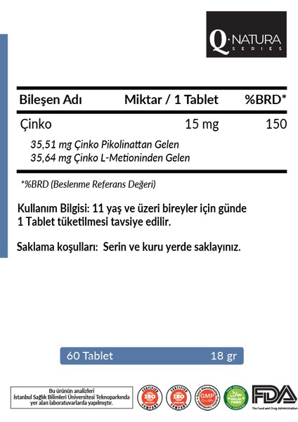 Çinko 60 Tablet