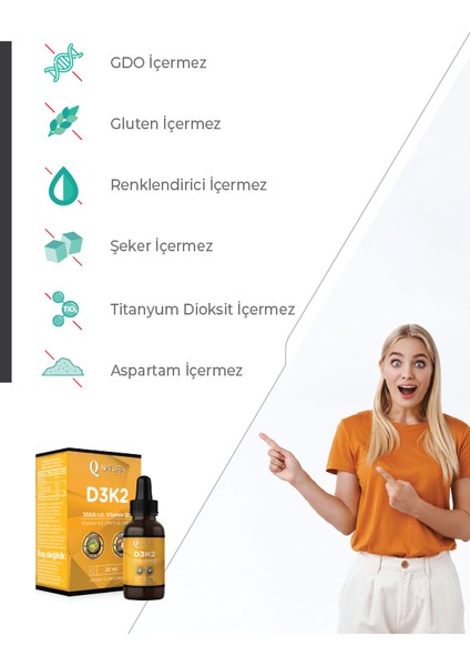 D3K2 20 ml - Organik Zeytinyağı + Mtc Oil