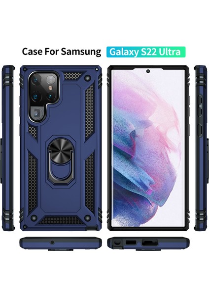Samsung Galaxy S22 Ultra Halka Tutuculu Darbeye Dayanıklı Telefon Kılıfı (Yurt Dışından)