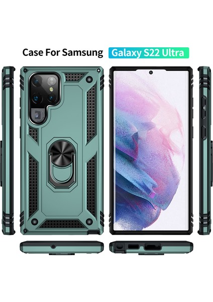 Samsung Galaxy S22 Ultra Halka Tutuculu Darbeye Dayanıklı Telefon Kılıfı (Yurt Dışından)