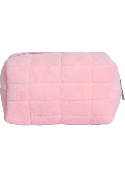Peluş Makyaj Çantası - Büyük Düz Renk Makyaj Çantası, Pembe (Yurt Dışından)