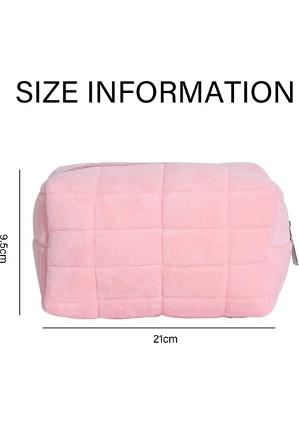 Peluş Makyaj Çantası - Büyük Düz Renk Makyaj Çantası, Pembe (Yurt Dışından)