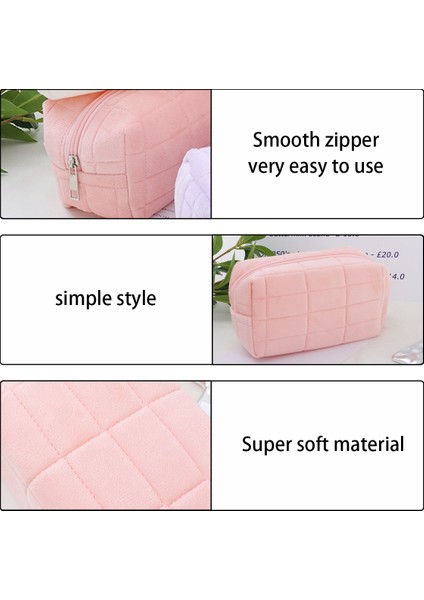 Peluş Makyaj Çantası - Büyük Düz Renk Makyaj Çantası, Pembe (Yurt Dışından)