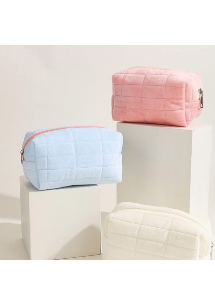 Peluş Makyaj Çantası - Büyük Düz Renk Makyaj Çantası, Pembe (Yurt Dışından)