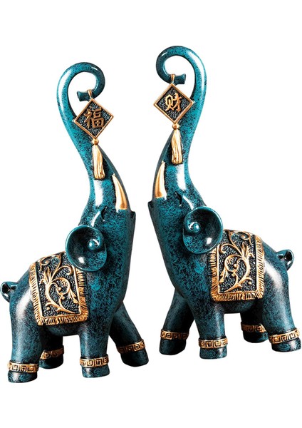 2 Adet Lüks Fil Heykelleri Hayvan Dekorasyon Ev Dekorasyon Heykelcik (Yurt Dışından)