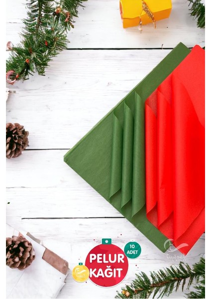 Yılbaşı Renkli Pelur Kağıt 50X70CM 10ADET /kırmızı Yeşil Pelur Kağıt /yeni Yıl Paketleme -T595