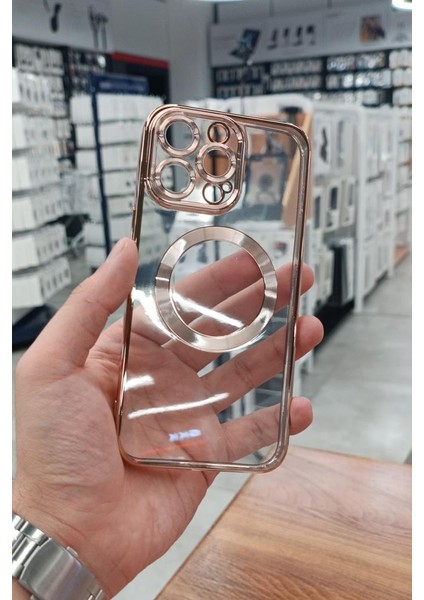 iPhone 15 Pro Max Kılıf Köşeleri Renkli Şeffaf Kamera Korumalı Magsafe Lüx Kılıf