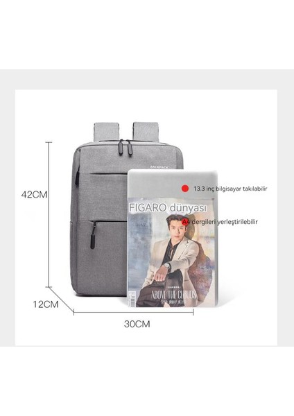 Iş Çantası USB Şarjlı Okul Çantası Seyahat Suya Dayanıklı Laptop Çantası Sırt Çantası Sırt Çantası (Yurt Dışından) fırsatları