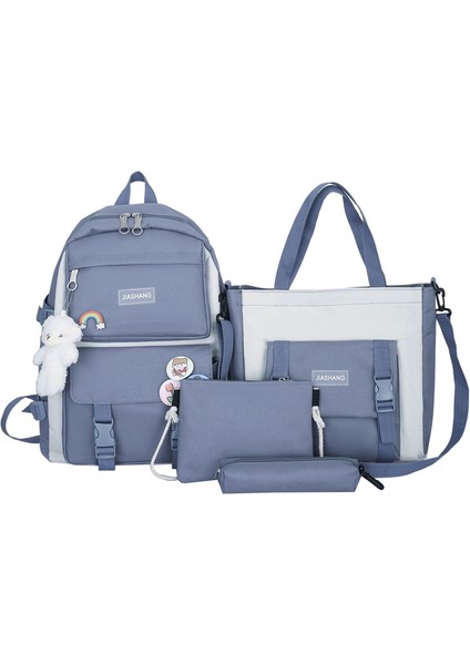 Kız Okul Çantası Lise Ortaokul Öğrencileri Dört Parçalı Sırt Çantası Basit Sırt Çantası (Yurt Dışından)