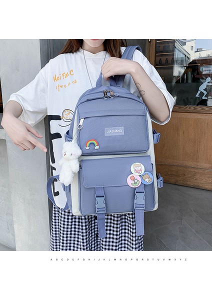 Kız Okul Çantası Lise Ortaokul Öğrencileri Dört Parçalı Sırt Çantası Basit Sırt Çantası (Yurt Dışından) fiyatları