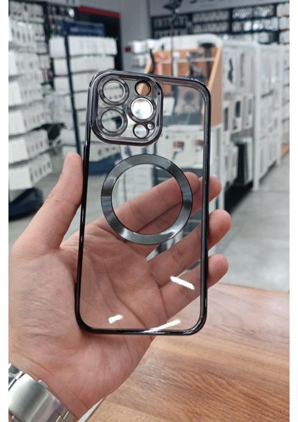 iPhone 15 Pro Max Kılıf Köşeleri Renkli Şeffaf Kamera Korumalı Magsafe Lüx Kılıf