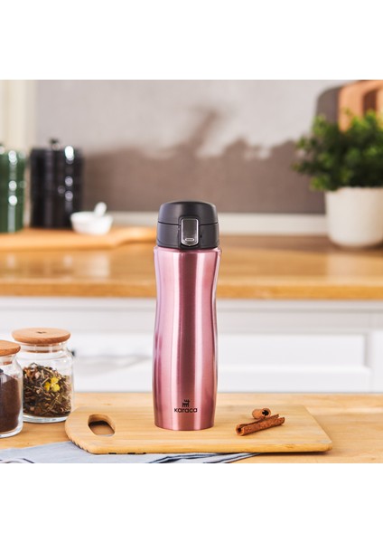 Jüpiter Güvenlik Kilitli Sızdırmaz Kapaklı Paslanmaz Çelik Termos 500 ml Rosegold