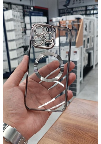 iPhone 15 Pro Max Kılıf Köşeleri Renkli Şeffaf Kamera Korumalı Magsafe Lüx Kılıf