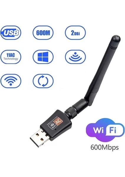 Platoon PL-9334 600MBPS Antenli 2dbi USB Wifi Kablosuz Alıcı Adaptör Wlan