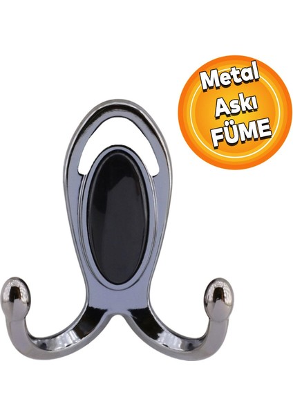 Metax Uzay Askı Vestiyer Duvar Askısı Metal Dolap Elbise Askılığı Füme Siyah Kapak
