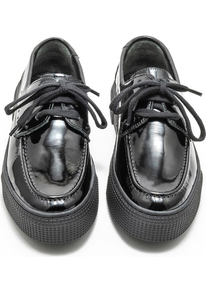 Siyah Deri Kadın Günlük Ayakkabı modelleri