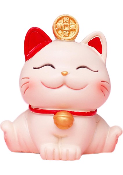 Lucky Cat Figürinler Fortune Feng Shui Mağaza Için Koleksiyon Iki El Orta (Yurt Dışından)