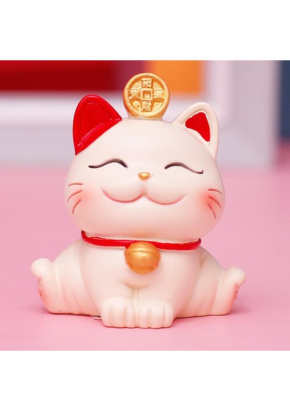 Lucky Cat Figürinler Fortune Feng Shui Mağaza Için Koleksiyon Iki El Orta (Yurt Dışından)