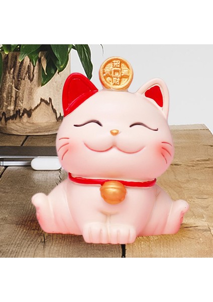 Lucky Cat Figürinler Fortune Feng Shui Mağaza Için Koleksiyon Iki El Orta (Yurt Dışından)