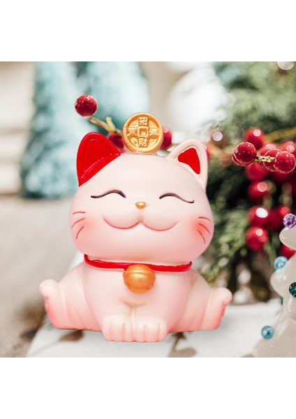 Lucky Cat Figürinler Fortune Feng Shui Mağaza Için Koleksiyon Iki El Orta (Yurt Dışından)