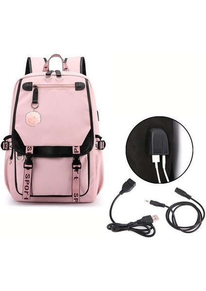 Su Geçirmez USB Bağlantı Noktalı Okul Sırt Çantası (Yurt Dışından)