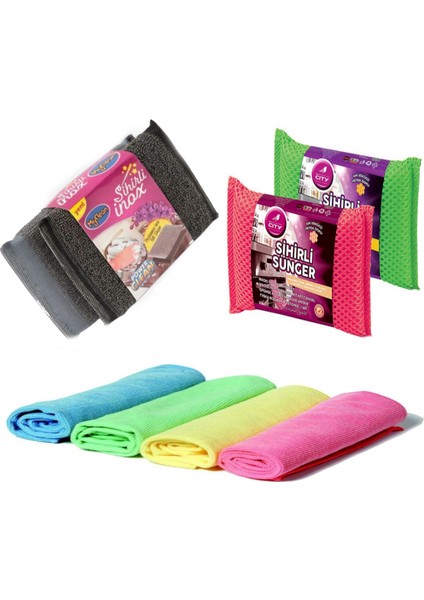 Paslanmaz Çelik Inox Sihirli Sünger Mikrofiber Bez