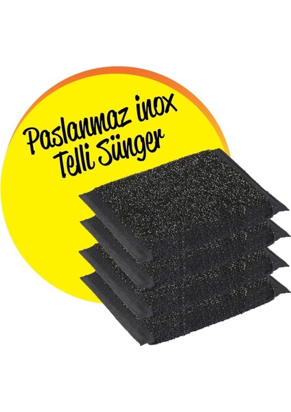 Inox Telli Sünger 4 Adet