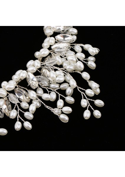 Kadın Düğün Inci Rhinestones Taç Bandı Tiara Headdress (Yurt Dışından) modelleri