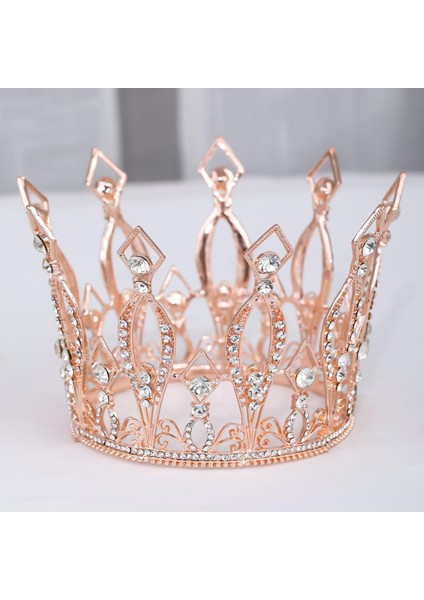 Tam Yuvarlak Rhinestone Gelin Taç Kızlar Saç Aksesuarları Altın (Yurt Dışından) fiyatları