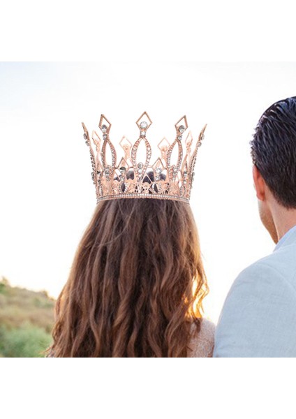 Tam Yuvarlak Rhinestone Gelin Taç Kızlar Saç Aksesuarları Altın (Yurt Dışından) indirimleri