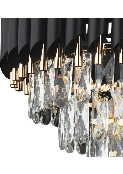 Mikula 45'lik Yuvarlak Gold Kristal Taşlı Modern Oturma Odası Salon Sarkıt Avize
