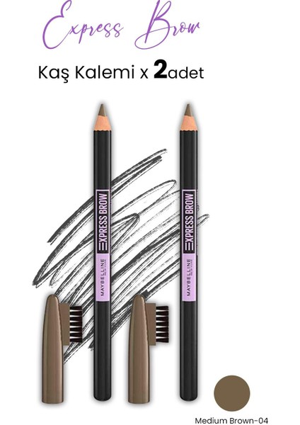 Maybelline Express Brow Kaş Kalemi - 04 Medium Brown x 2 Adet