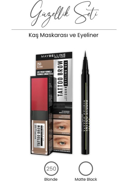 Tattoo Brow 36H Maskarası 250 Blonde ve Tattoo Liner Eyeliner Matte Black