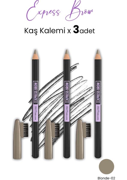 Maybelline Express Brow Kaş Kalemi - 02 Blonde  x 3 Adet