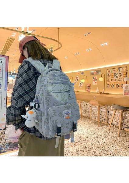 Kadınlar Için Okul Çantası, Basit Moda Grafiti Kontrast Renkli Ortaokul Öğrencisi, Lise Öğrencisi, Üniversite Öğrencisi Sırt Çantası, Seyahat Çantası (Yurt Dışından) fırsatları