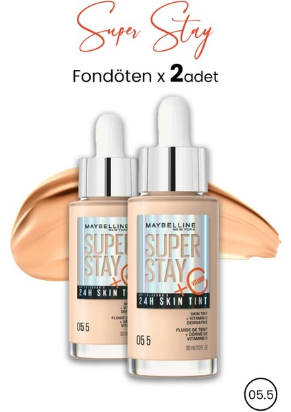 Maybelline Super Stay 24H Skin Tint Fondöten 05.5 30 ml x 2 Adet