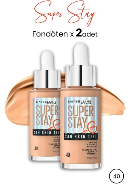 Maybelline Super Stay 24H Skin Tint Fondöten 40 30 ml x 2 Adet