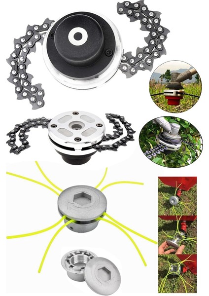 Motorlu Tırpan Universal Metal Başlık | Zincirli Tırpan Aparatı Başlığı Ot Çalı Biçme Seti
