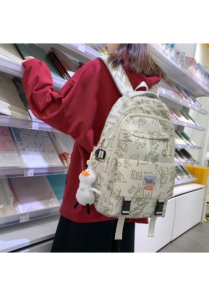 Kadınlar Için Okul Çantası, Basit Moda Grafiti Kontrast Renkli Ortaokul Öğrencisi, Lise Öğrencisi, Üniversite Öğrencisi Sırt Çantası, Seyahat Çantası (Yurt Dışından) fiyatları