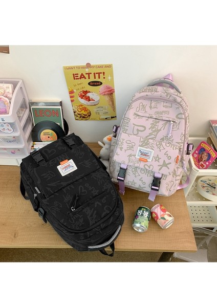 Kadınlar Için Okul Çantası, Basit Moda Grafiti Kontrast Renkli Ortaokul Öğrencisi, Lise Öğrencisi, Üniversite Öğrencisi Sırt Çantası, Seyahat Çantası (Yurt Dışından) fiyatları