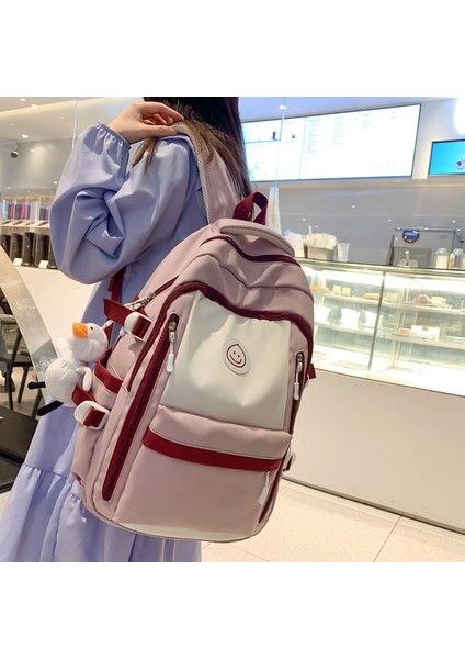 Schoolbag Kadın Lise Ortaokul Öğrencisi Büyük Kapasiteli Sırt Çantası Basit Ortaokul Öğrencisi Yükünü Azaltan Rahat Sırt Çantası (Yurt Dışından) indirimleri