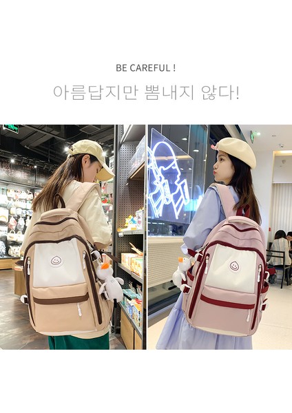 Schoolbag Kadın Lise Ortaokul Öğrencisi Büyük Kapasiteli Sırt Çantası Basit Ortaokul Öğrencisi Yükünü Azaltan Rahat Sırt Çantası (Yurt Dışından) indirimleri