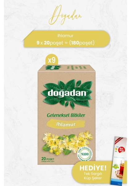 Ihlamur Çayı 20'li x 9 Adet ve Tek Sargılı Küp Şeker