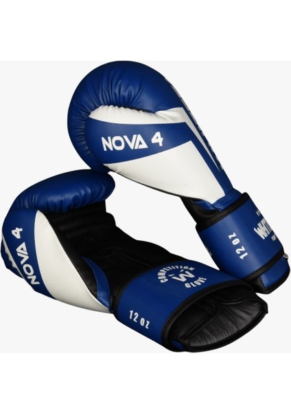 Whiteface Nova4 Boks-Kickboks-Muay Thai  (Kickboks Müsabaka) Eldiveni (Mavi-Beyaz) 8-10-12 Oz.  ​