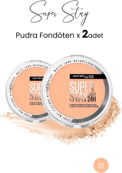 Maybelline New York Superstay Hibrit Pudra-Fondöten 21  x 2 Adet