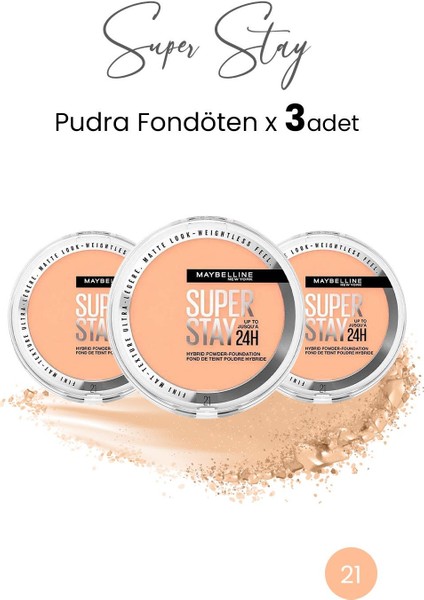 Maybelline New York Superstay Hibrit Pudra-Fondöten 21  x 3 Adet